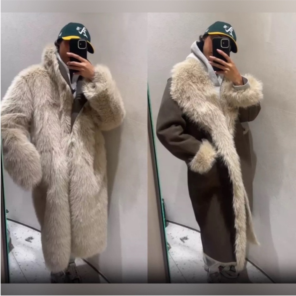 ZARA DOUBLE-FACED REVERSIBLE LONG COAT